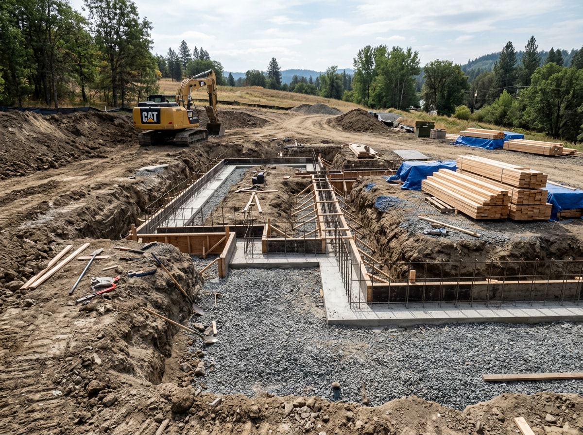 Site prep and foundation excavation underway for a custom home build in Virginia