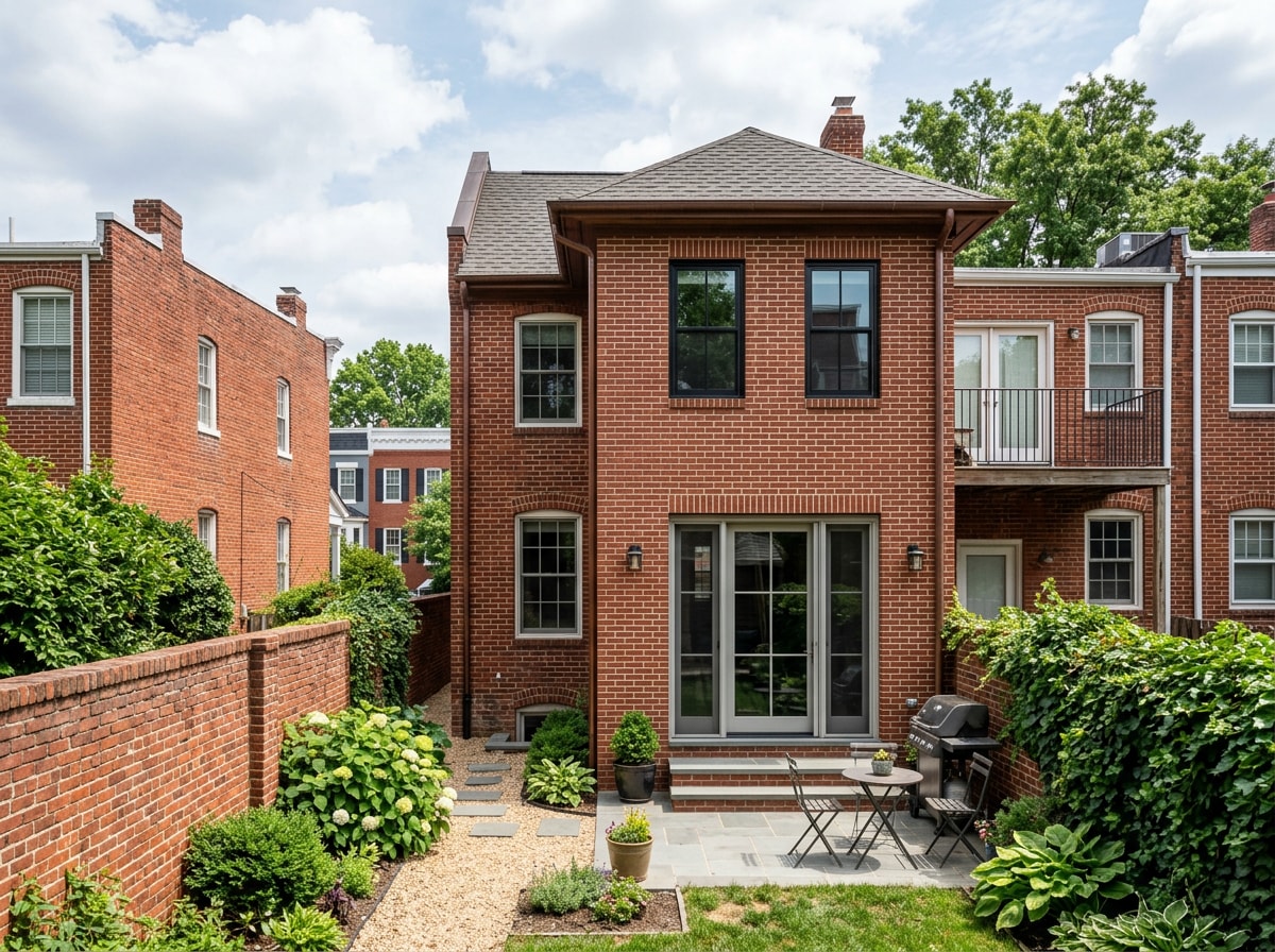 Completed rear home addition on a Washington D.C. rowhouse with matching brick exterior