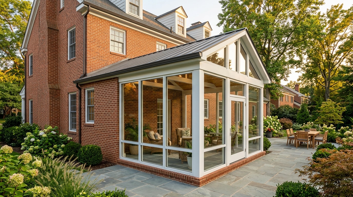 Finished four-season sunroom addition on a Virginia home Finished four-season sunroom addition on a Virginia home